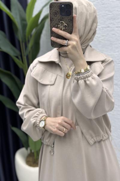 Hazal Elbise Takım  Taş Rengi