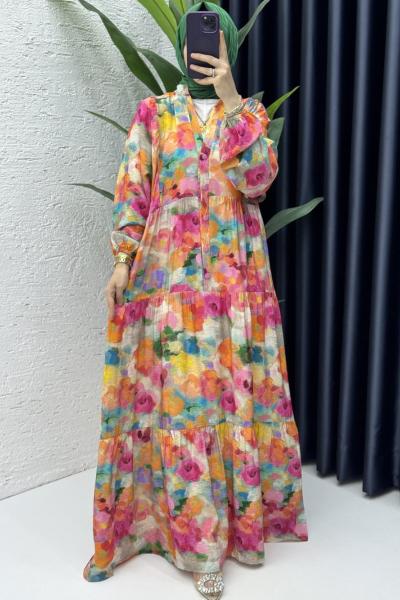 Helen Elbise Tesettür Giyim Fuşya