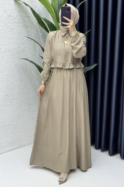 Hüda Elbise Tesettür Giyim Latte