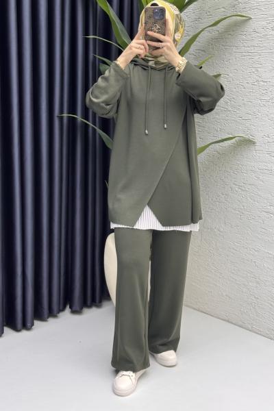 Hülya Takım Tesettür Giyim Haki