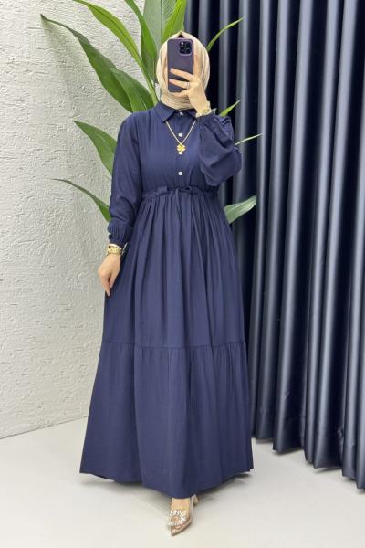 Hümeyra Elbise Tesettür Giyim Lacivert