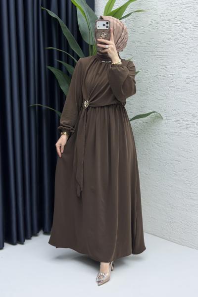 Jülide Elbise Tesettür Giyim  Kahve