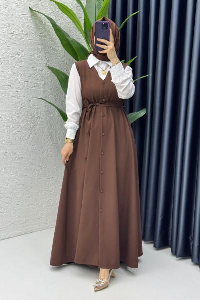 Lamia Jile Tesettür Giyim Kahverengi