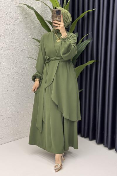 Mahinur Takım Tesettür Giyim  Haki