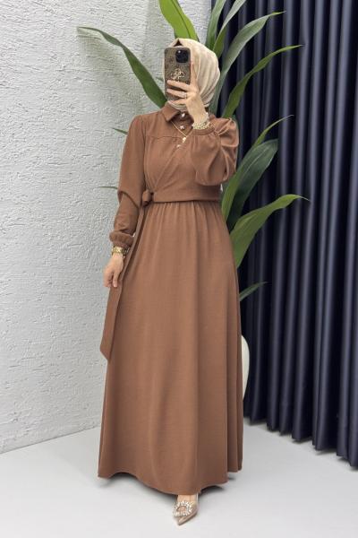Meyra Elbise Tesettür Giyim  Kahve