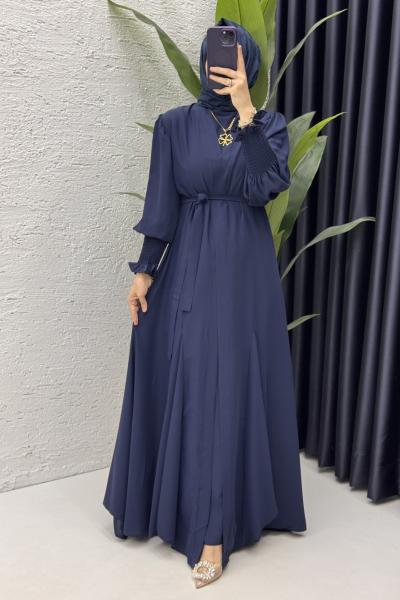 Mihra Abaya Takım Tesettür Giyim Lacivert