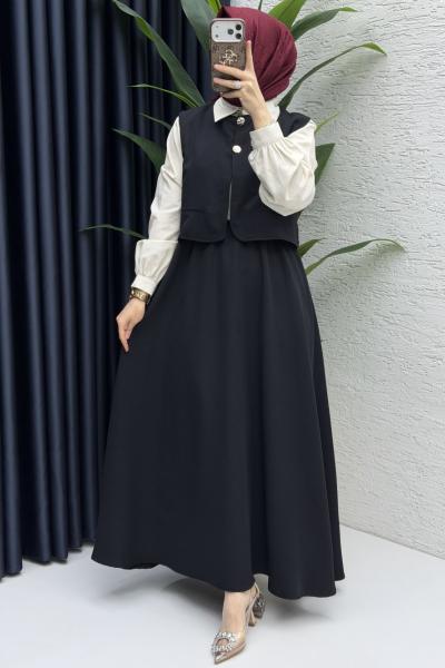 Nazlı Elbise Tesettür Giyim  Siyah