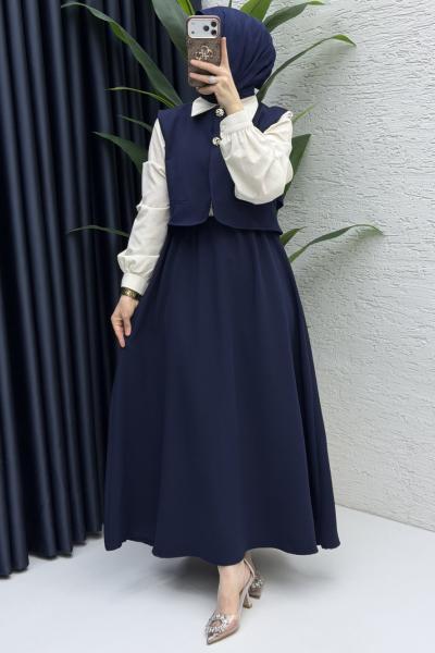 Nazlı Elbise Tesettür Giyim Lacivert