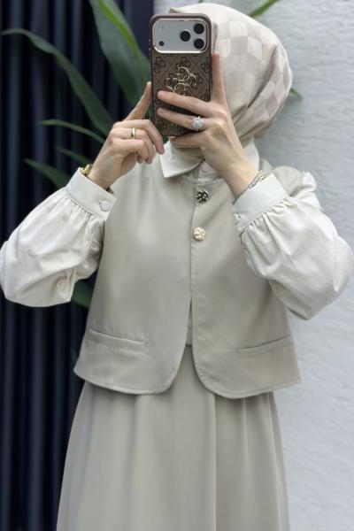 Nazlı Elbise Tesettür Giyim  Taş Rengi