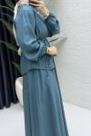 Negahan Etekli Takım Tesettür Giyim  Turkuaz