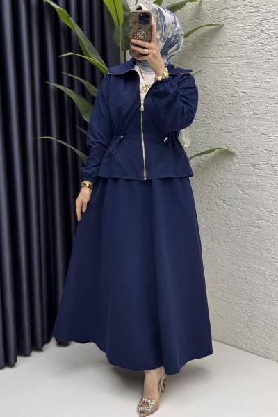 Nilay Etekli Takım Tesettür Giyim Lacivert