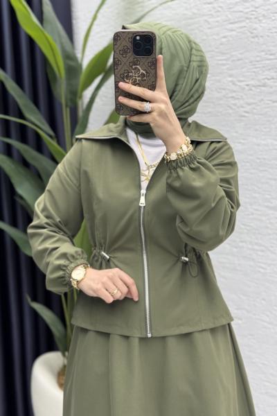 Nilay Etekli Takım Tesettür Giyim Haki