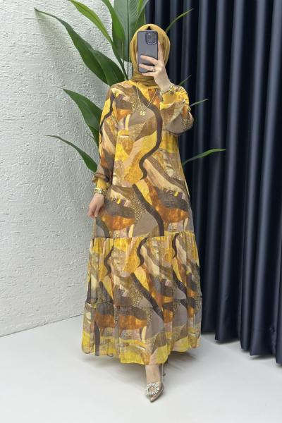 Nilüfer Elbise Hardal Sarısı