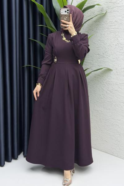 Piraye Elbise Tesettür Giyim  Mürdüm