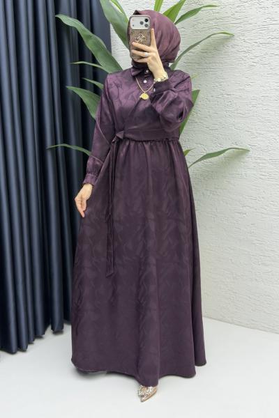 Şahika Elbise Tesettür Giyim Mürdüm