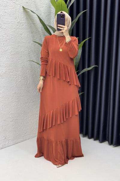 Sahra Elbise Tesettür Giyim Kiremit