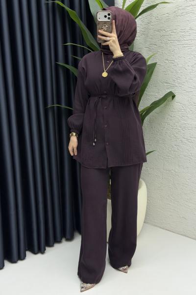 Şehnaz Pantolon Takım Mürdüm