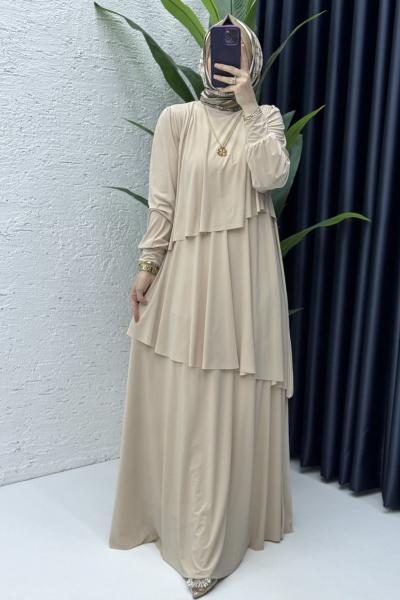 Şimal Elbise Tesettür Giyim Taş Rengi