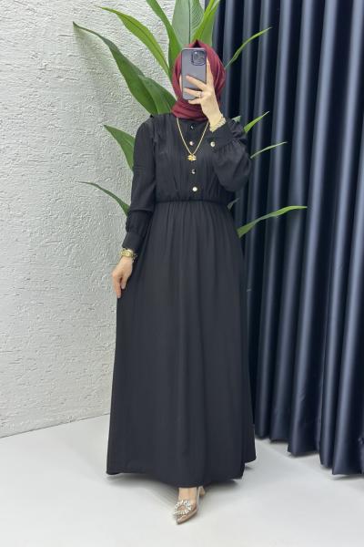 Siyah Vera Tesettür Elbise Siyah