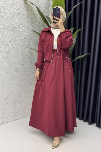 Tuana Takım Tesettür Giyim Bordo