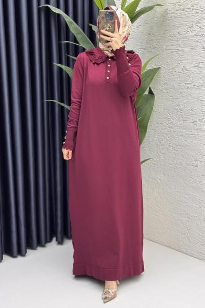 Yasmin Elbise Tesettür Giyim  Bordo