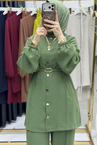 Zennup Takım Tesettür Giyim  Haki