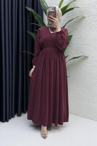 Zişan Elbise Tesettür Giyim Bordo