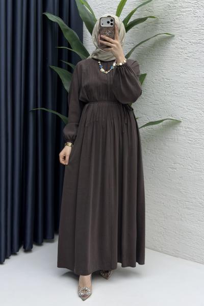Zişan Elbise Tesettür Giyim Kahve