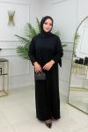 AYSUN MERSERİZE ELBİSE- SİYAH