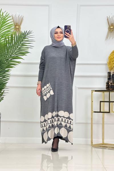 BERFİN ELBİSE-GRİ