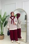 FULARLI TRİKO TAKIM - BORDO