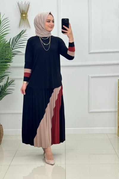 Gökkuşağı Etekli Takım - Siyah