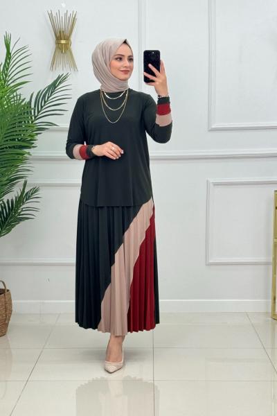 Gökkuşağı Etekli Takım - Haki