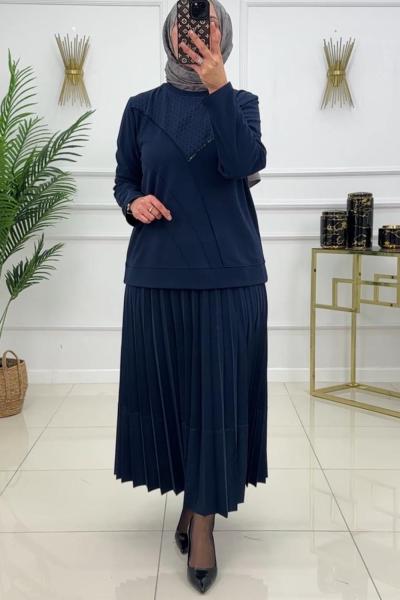 LİDYA ETEKLİ TAKIM - LACİVERT