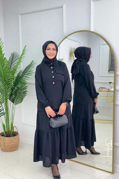 MERCAN ETEKLİ TAKIM - SİYAH