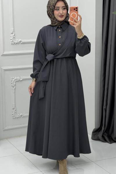 Damla Elbise Gri