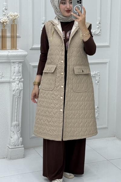 İdil Şişme Yelek Bej