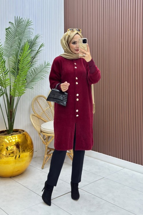 Angora Hırka Bordo Bordo