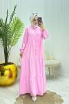 Bal Tesettür Elbise Pembe Pembe