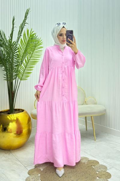 Bal Tesettür Elbise Pembe Pembe