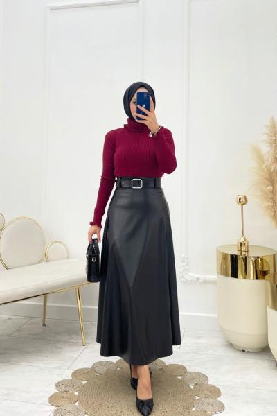 Bircan Tesettür Etek Siyah  Siyah