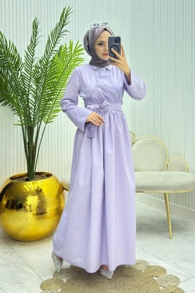 Duha Tesettür Elbise Lila Lila