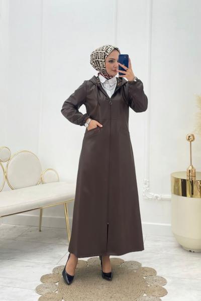 Ebru Tesettür Deri Kap Kahverengi  Kahverengi