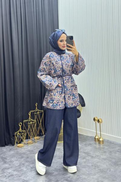 Etnik Desen Ceket Lacivert Lacivert