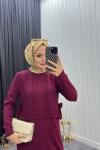 Eyşan Elbise Bordo Bordo