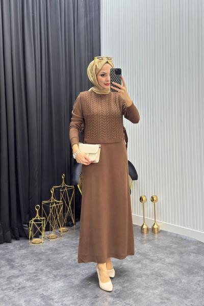 Eyşan Elbise Kahverengi  Kahverengi