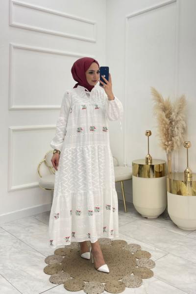 Ezgi Tesettür Elbise Kırmızı  Kırmızı