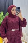 Gonca Dantel Elbise Bordo Bordo