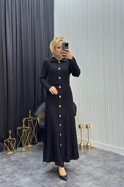 Hüda Elbise Siyah Siyah