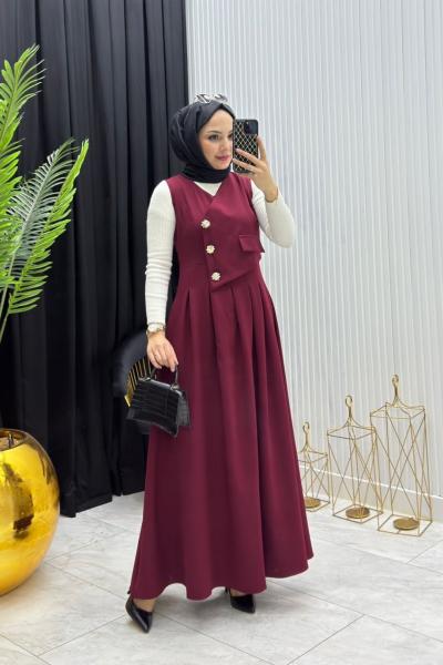 İsabel Elbise Takım Bordo Bordo